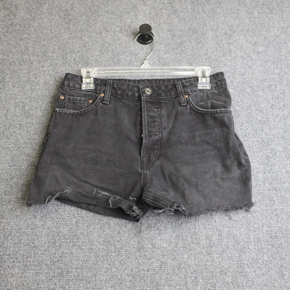 GRLFRND Helena High Rise Cut Off Denim Shorts Womens 25‎ Black 4" Sunset Cliffs